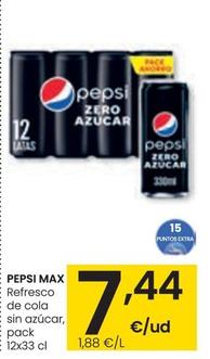 Oferta de Pepsi - Max Refresco De Cola Sin Azucar por 7,44€ en Eroski