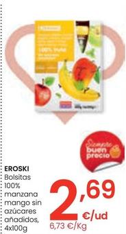 Oferta de Eroski - Bolsitas 100% Manzana Mango Sin Azúcares Añadidos por 2,69€ en Eroski