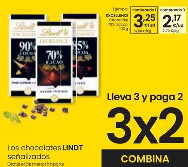 Oferta de Lindt - Excellence Chocolate 70% Cacao por 3,25€ en Eroski