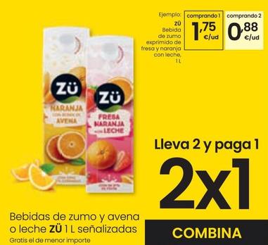 Oferta de Zü - Bebida De Zumo Exprimido De Fresa Y Naranja Con Leche por 1,75€ en Eroski