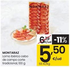 Oferta de Montaraz - Lomo Ibérico Cebo De Campo Corte Tradicional por 5,5€ en Eroski