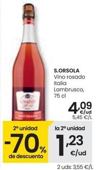 Oferta de Sant'Orsola - Vino Rosado Italia Lambrusco por 4,09€ en Eroski