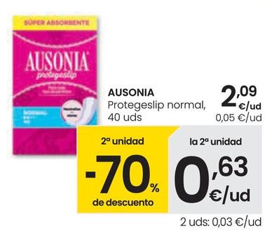 Oferta de Ausonia - Protegeslip Normal, 40 Uds por 2,09€ en Eroski
