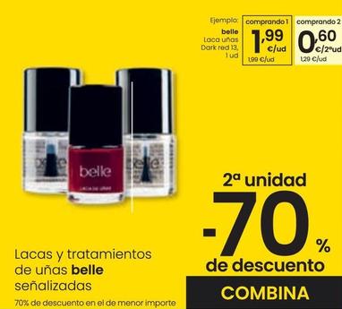 Oferta de Belle - Laca Uñas Dark Red 13 por 1,99€ en Eroski