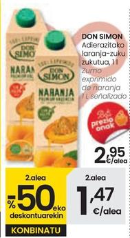 Oferta de Don Simón - Zumo Exprimido De Naranja Naranja por 2,95€ en Eroski