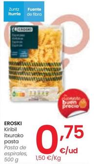 Oferta de Eroski - Pasta De Espirales por 0,75€ en Eroski