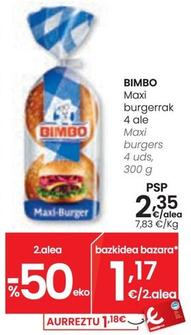 Oferta de Bimbo - Maxi Burgers por 2,35€ en Eroski