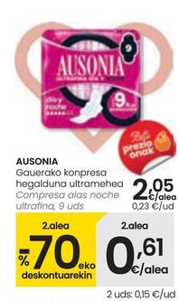 Oferta de Ausonia - Compresa Alas Noche Ultrafina por 2,05€ en Eroski
