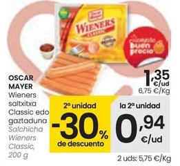 Oferta de Oscar Mayer - Salchicha Wieners Classic por 1,35€ en Eroski