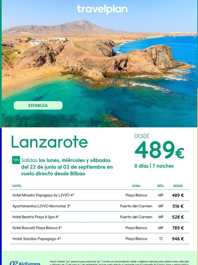 Oferta de Viajes a Lanzarote en Travelplan