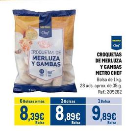 Oferta de Metro Chef - Croquetas De Merluza Y Gambas por 9,89€ en Makro