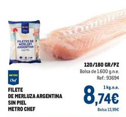 Oferta de Metro Chef - Filete De Merluza Argentina Sin Piel por 8,74€ en Makro