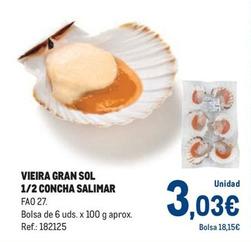 Oferta de Salimar - Vieira Gran Sol 1/2 Concha  por 3,03€ en Makro