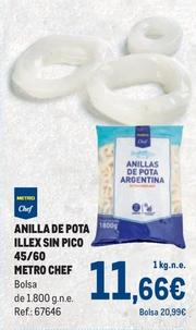 Oferta de Metro Chef - Anillas De Pota Illex Sin Pico 45/60 por 11,66€ en Makro
