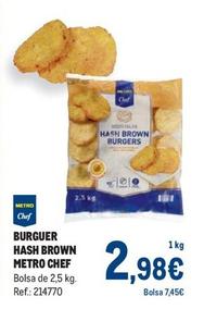 Oferta de Metro Chef - Burguer Hash Brown por 2,98€ en Makro
