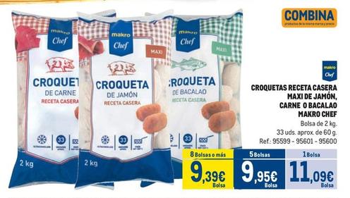 Oferta de Makro - Croquetas Receta Casera Maxi De Jamón / Carne / Bacalao por 11,09€ en Makro