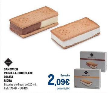 Oferta de Rioba - Sandwich Vainilla-chocolate O Nata por 2,09€ en Makro