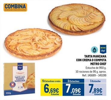 Oferta de Metro Chef - Tarta Manzana Con Crema O Compota por 7,89€ en Makro
