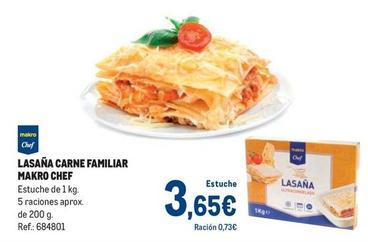 Oferta de Makro Chef - Lasaña Carne Familiar por 3,65€ en Makro