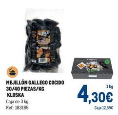 Oferta de Kloska - Mejillón Gallego Cocido 30/40 Piezas/kg por 4,3€ en Makro