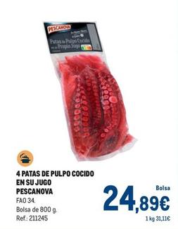 Oferta de Pescanova - 4 Patas De Pulpo Cocido En Su Jugo por 24,89€ en Makro