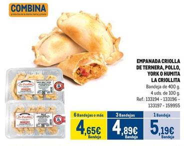 Oferta de La Criollita - Empanada Criolla De Ternera, Pollo, York / Humita por 5,19€ en Makro