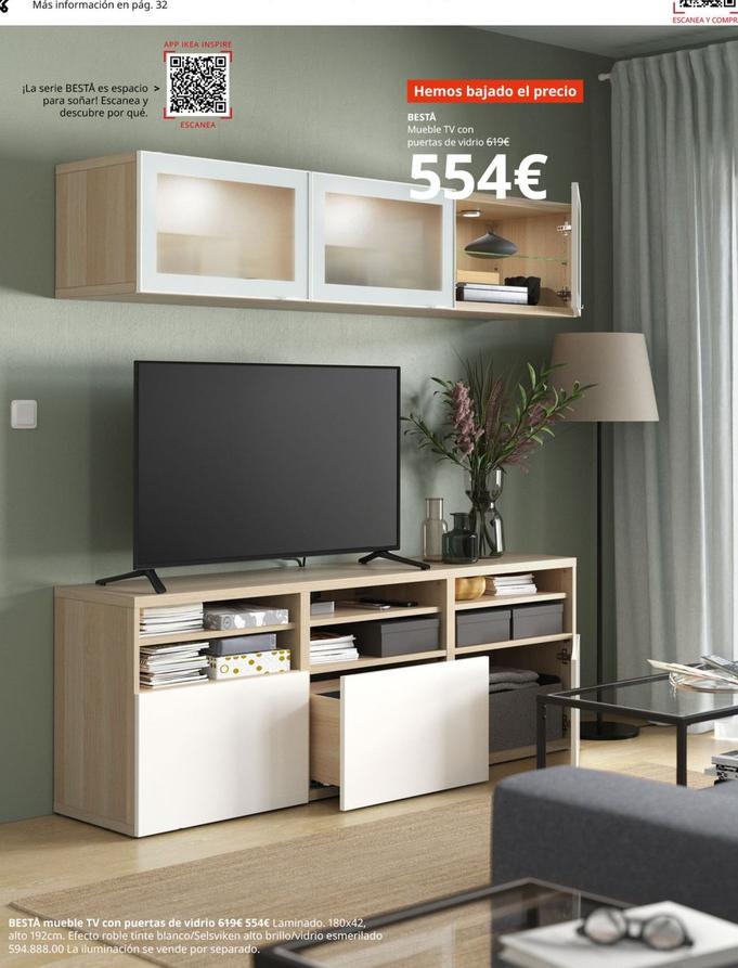 Oferta de Bestå - Mueble Tv Con Puertas De Vidrio por 554€ en IKEA