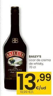 Oferta de Baileys - Licor De Crema De Whisky por 13,99€ en Eroski