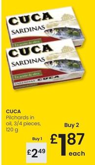Oferta de Cuca - Pilchards In Oil, 3/4 Pieces por 2,49€ en Eroski