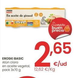 Oferta de Eroski - Atún Claro En Aceite Vegetal Pack 3x70 g por 2,65€ en Eroski