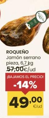 Oferta de Roqueno - Jamón Serrano por 49€ en Autoservicios Familia