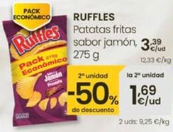 Oferta de Ruffles - Patatas Fritas Sabor Jamón por 3,39€ en Eroski