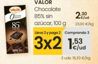 Oferta de Valor - Chocolate 85% Sin Azúcar por 2,3€ en Eroski