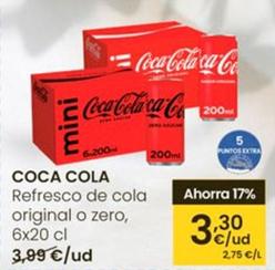 Oferta de Coca-cola - Refresco De Cola Original O Zero por 3,3€ en Eroski