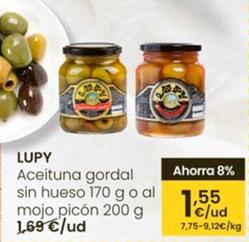 Oferta de Lupy - Aceituna Gordal Sin Hueso O Al Mojo Picón por 1,55€ en Eroski