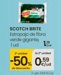 Oferta de Scotch-brite - Estropajo De Fibra Verde Gigante por 1,19€ en Eroski