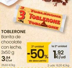 Oferta de Toblerone - Barrita De Chocolate Con Leche por 3,84€ en Eroski