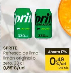 Oferta de Sprite - Refresco De Lima-Limon Original o Zero por 0,49€ en Eroski