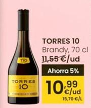 Oferta de Torres 10 - Brandy por 10,99€ en Eroski
