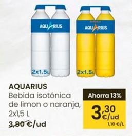 Oferta de Aquarius - Bebida Isotónica De Limon o Naranja por 3,3€ en Eroski