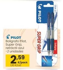 Oferta de Pilot - Bolígrafo Pilot Super Grip Retractil Azul  por 2,59€ en Eroski