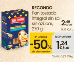 Oferta de Recondo - Pan Tostado por 2,49€ en Eroski