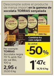 Oferta de Torras - Xocolata Negra 70% Amb Fior De Sal Bio por 2,95€ en Caprabo