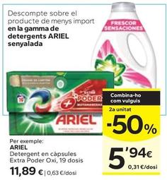 Oferta de Ariel - Detergent En Capsules Extra Poder Oxi por 11,89€ en Caprabo