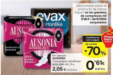 Oferta de Ausonia - Compresas Ultrafines Amb Ales Nit por 2,05€ en Caprabo