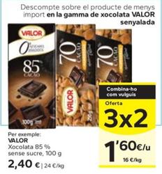 Oferta de Valor - Xocolata 85% Sense Sucre por 2,4€ en Caprabo