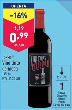 Oferta de Tormo - Vino Tinto De Mesa por 0,99€ en ALDI