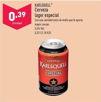 Oferta de Karlsquell - Cerveza Lager Especial por 0,39€ en ALDI