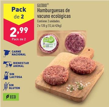 Oferta de Gutbio - Hamburguesas De Vacuno Ecologica por 2,99€ en ALDI