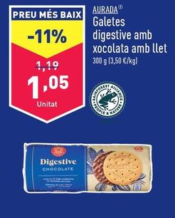 Oferta de Aurada - Galletas Digestive Con Chocolate Con Leche por 1,05€ en ALDI
